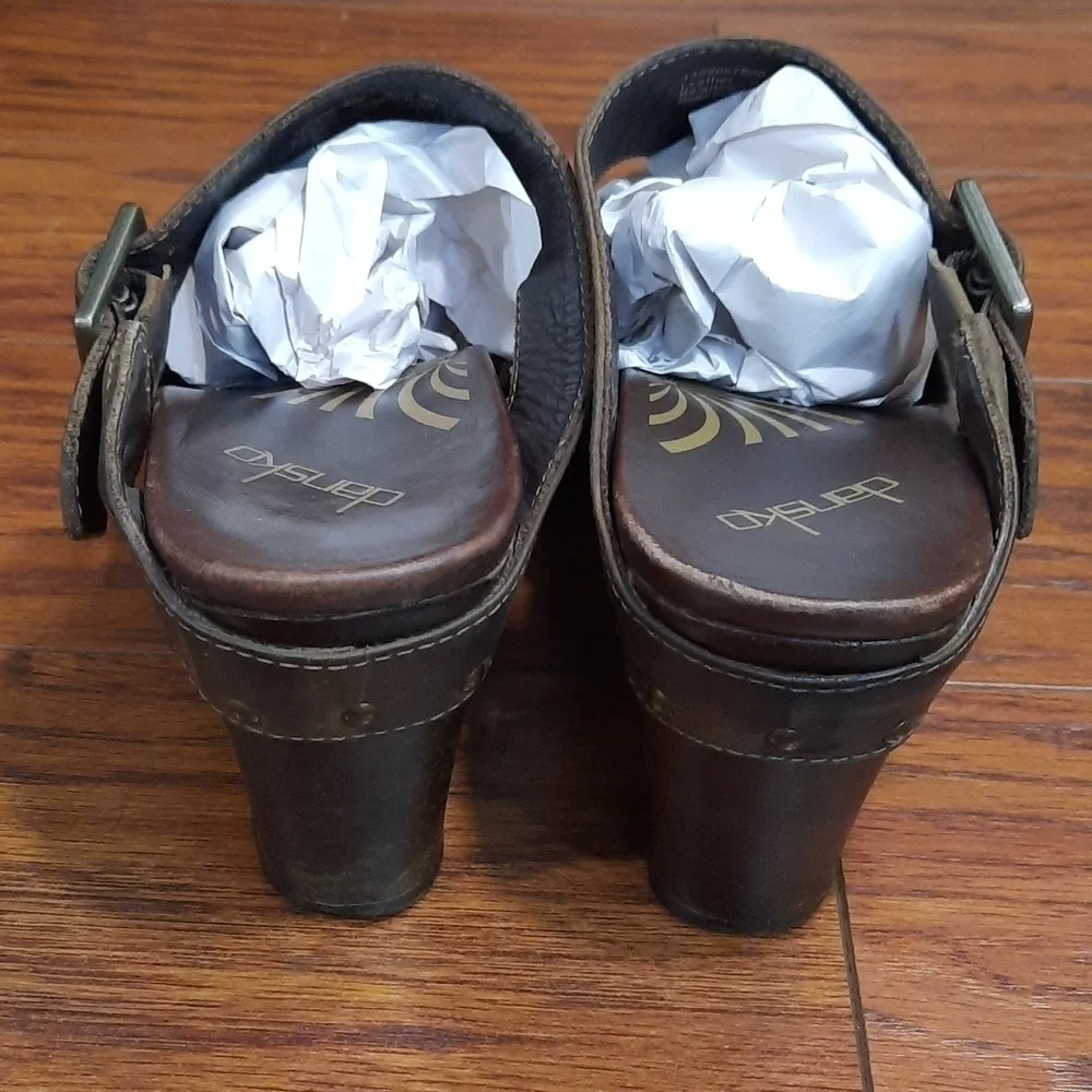 Dansko Ripley Brown Leather Studded Peep toe Sandals - Picture 3 of 7